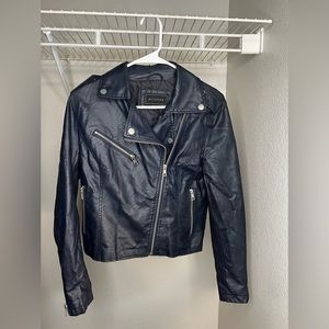 Metaphor faux leather jacket navy blue